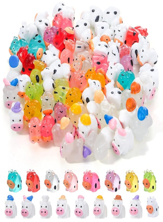 ZhouBoat Luminous Mini Resin Animals, 60 Pcs Mini Cow Figurines Glow in The Dark Tiny Resin Animals Miniature Cows for Landscape Dollhouse Aquarium Potted Fairy Garden DIY Decor - Image 1